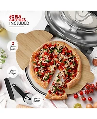 12 Inch Countertop Electric Indoor Stone Pizza Oven - Heats up to 790°F for Crispy Crust