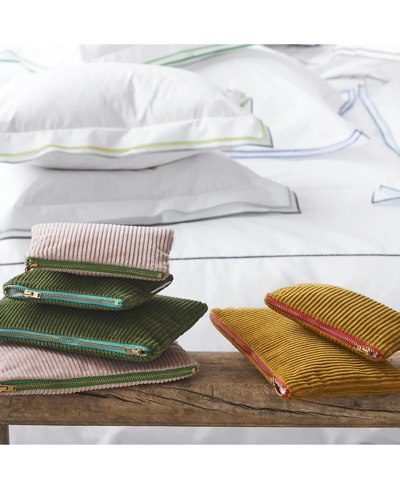Corda Olive Corduroy Velvet Pouch - Small