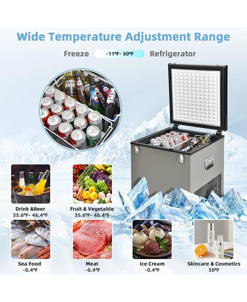 68 Quart Car Refrigerator with Compressor for Dc 12/24V and Ac 100-240V