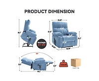 Heat Massage Dual Motor Infinite Position Up to 350 Lbs Large Electric Power Lift Recliners with Hidden Cup Holders, Power-Remote