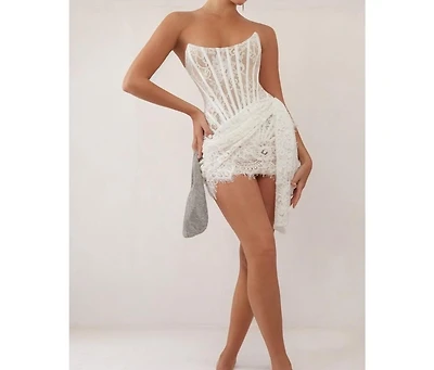 Heiress Beverly Hills Women's Lace Corset Draped Mini Dress