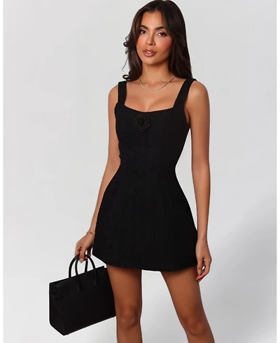 Heiress Beverly Hills Women's Boucle Flower A-Line Mini Dress