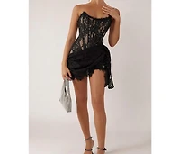 Heiress Beverly Hills Women's Lace Corset Draped Mini Dress