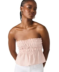 Steve Madden Women's Cambria Strapless Smocked Peplum Top