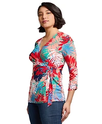 Jones New York Women's Printed Interlock Twist Yarn Top