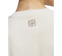 adidas Women's Cotton Animal-Print Logo Crewneck T-Shirt