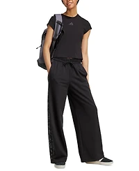 adidas Women's Leopard-Print Stripes Relaxed Wide-Leg Pants