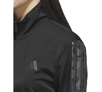 adidas Women's Animal-Print Stripe Tricot Track Jacket