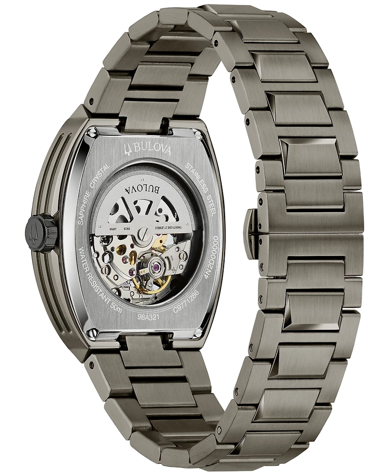 Bulova Men's Maquina Automatic Gray Stainless Steel Bracelet Watch 40mm