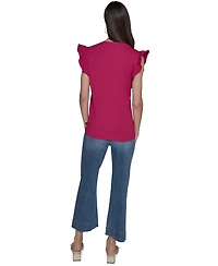 Karl Lagerfeld Paris Women's Studded Ruffle Knit Top