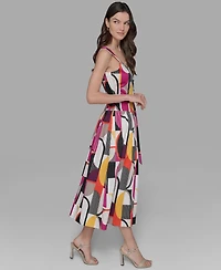 Karl Lagerfeld Paris Petite Abstract-Print Midi Dress
