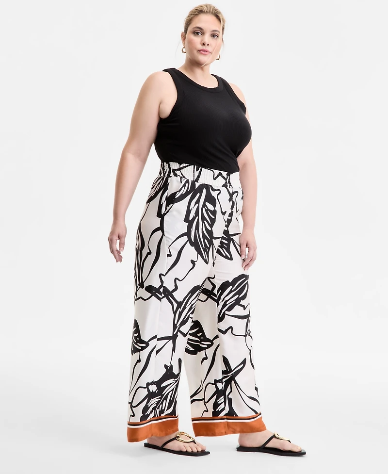 I.n.c. International Concepts Plus Printed High-Rise Pants, Exclusively at Macy's
