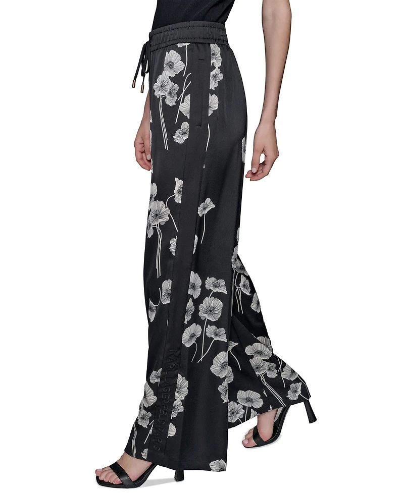 Karl Lagerfeld Paris Women's Floral-Print Drawstring Pants