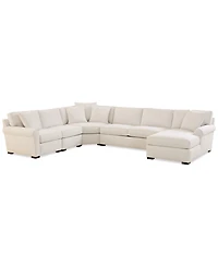 Radley Roll Arm 148" -Pc. Fabric Chaise Sectional with Wedge