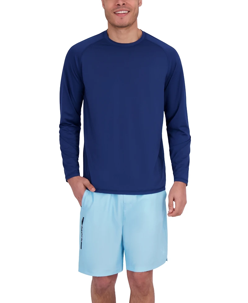 Spyder Men's Long Sleeve Waffle-Knit Crewneck Swim Shirt