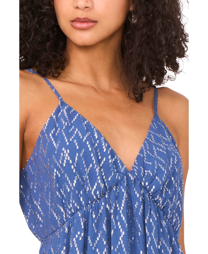 1.state Women's Sleeveless V-Neck Chiffon Maxi Dress