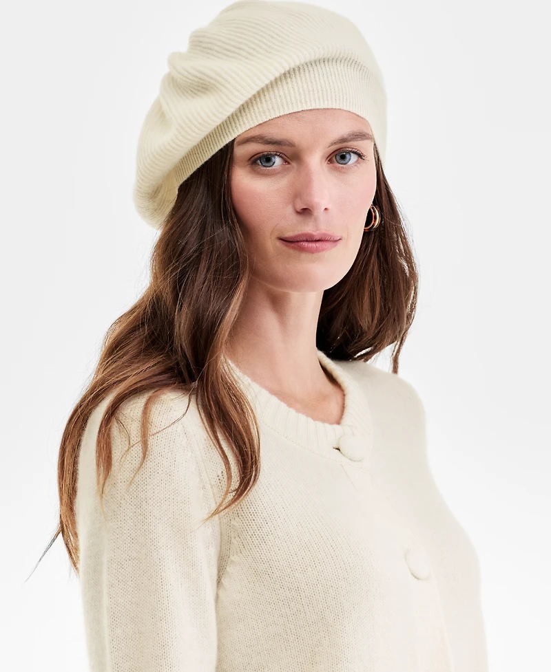 Charter Club Cashmere Knit Beret, Created for Macy's