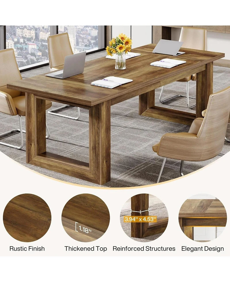 Tribesigns Conference Table, 5 ft Meeting Room Table with Solid Wooden Base, Large