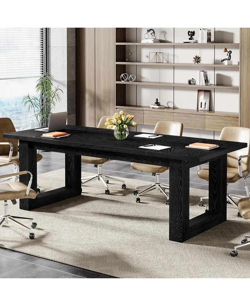 Tribesigns Conference Table, 5 ft Meeting Room Table with Solid Wooden Base, Large
