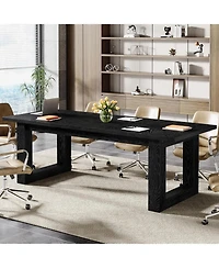 Tribesigns Conference Table, 5 ft Meeting Room Table with Solid Wooden Base, Large