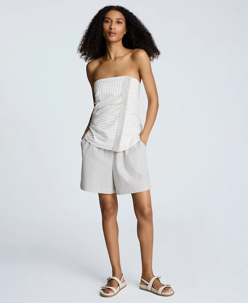 Kenneth Cole Women's Strapless Fitted Side-Pleat Top