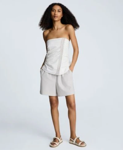 Kenneth Cole Womens Strapless Fitted Side Pleat Top Elastic Waist Pull On Boxer Shorts
