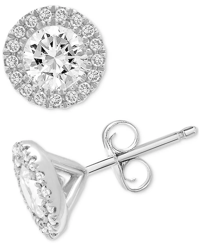 Diamond Halo Stud Earrings (1 ct. t.w.) in 14k White Gold