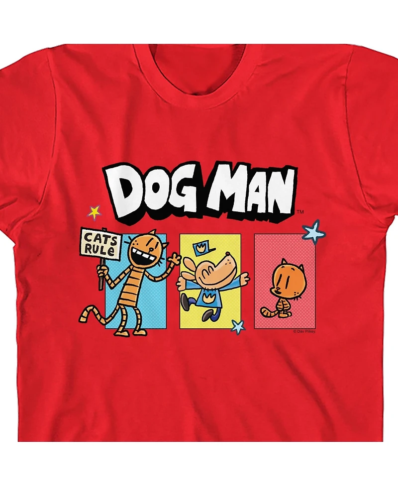 Dog Man Boys With Petey And Lil' Youth Red Short Sleeve Tee-xl