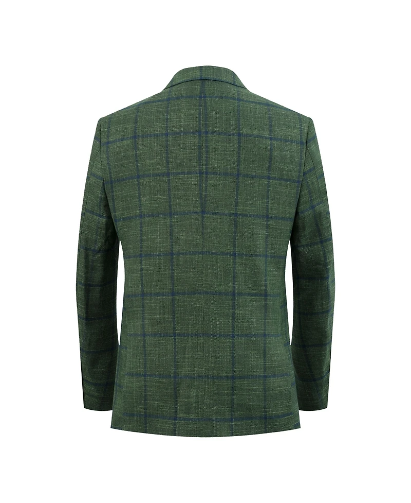 Elie Balleh Boys Green Slim Fit Plaid Jacket