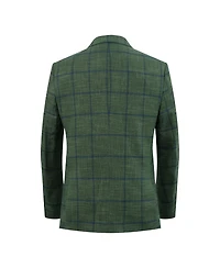 Elie Balleh Boys Green Slim Fit Plaid Jacket
