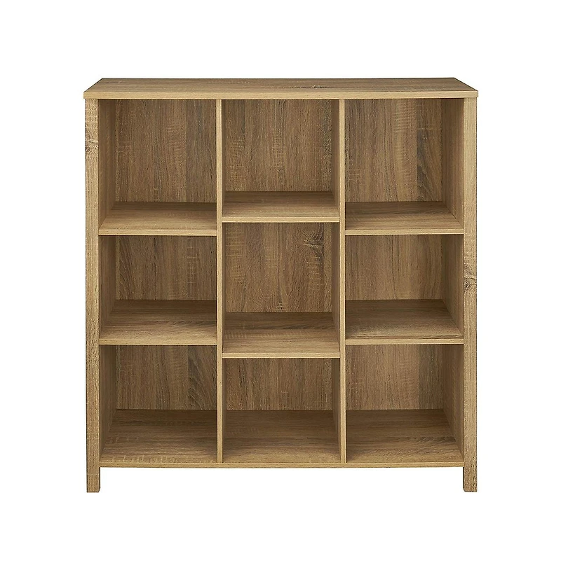ClosetMaid Freestanding Premium 9-Cube Storage Organizer Bench, Weathered Oak
