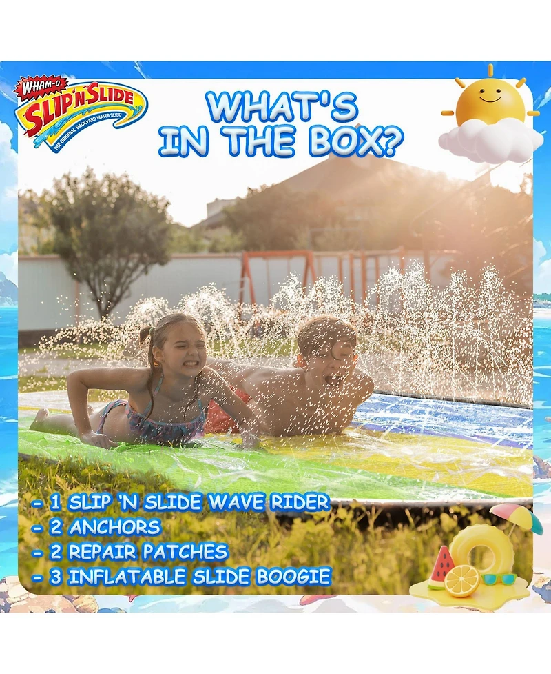 Wham-o Slip N Slide Triple Waver Rider with Boogie 18ft for Kids 5-12 Years Backyard Water Fun