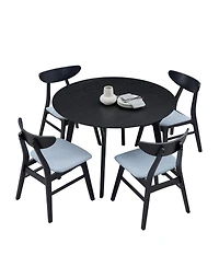 Streamdale Black Round Kitchen Table & 4 Fabric Chairs
