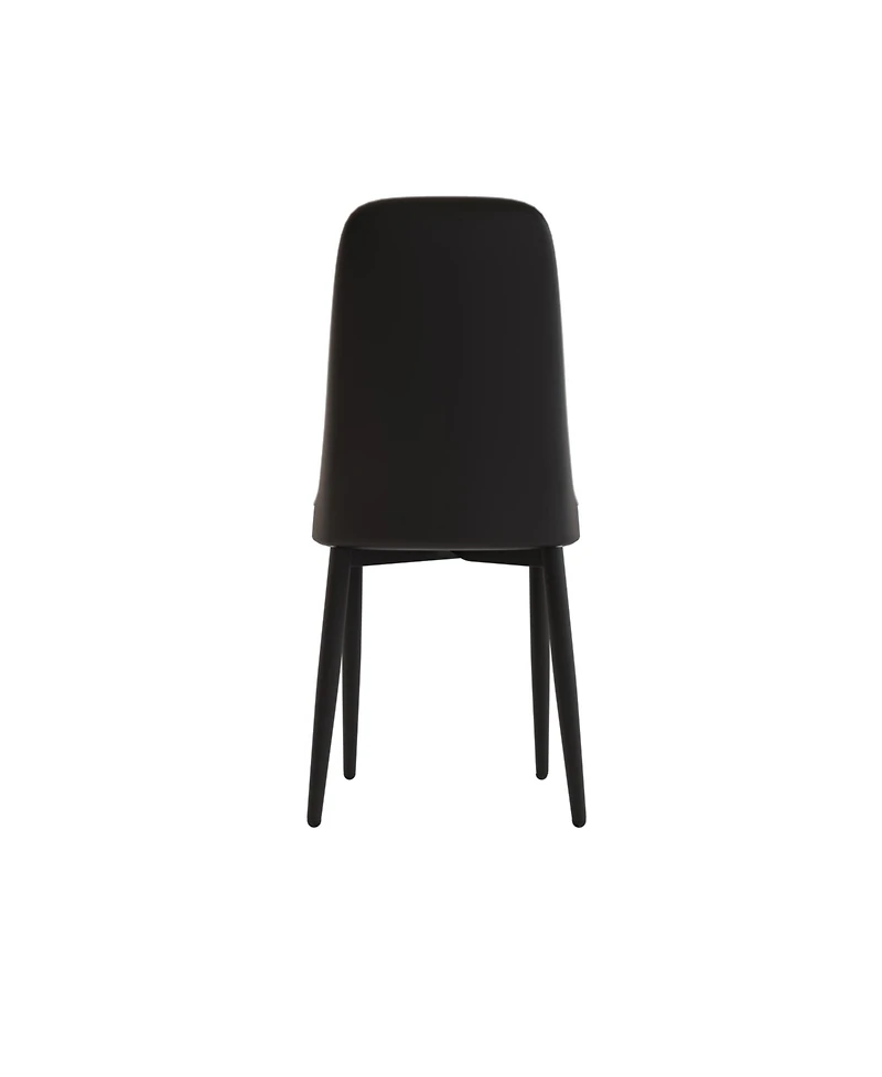 Streamdale Modern Dining Chair with Pu Leather and Black Legs, Set of 4 (Beige and Black)