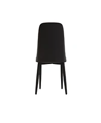 Streamdale Modern Dining Chair with Pu Leather and Black Legs, Set of 4 (Beige and Black)
