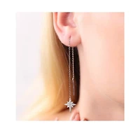 Spero London Northernstar Starbust Sterling Silver Chain Drop Earrings