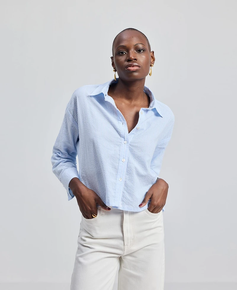 Reistor Women's Crop it like s Hot Shirt Stripes