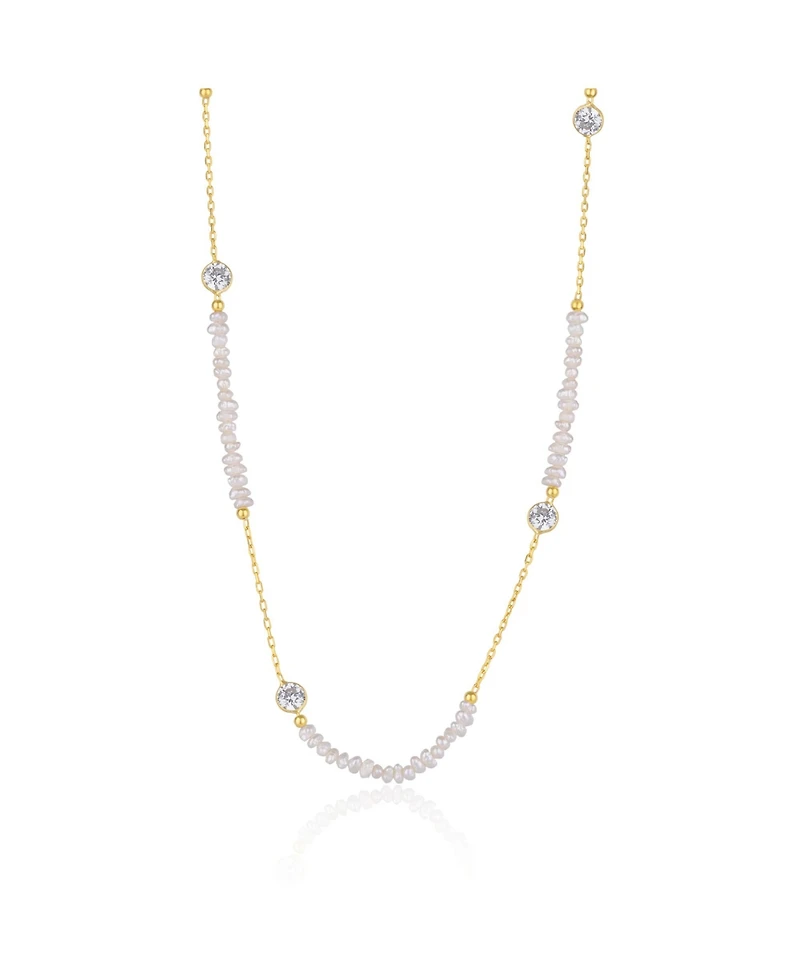 Spero London Baroque Irregular Pearl Jewelled Sterling Silver Chain Necklace In Gold