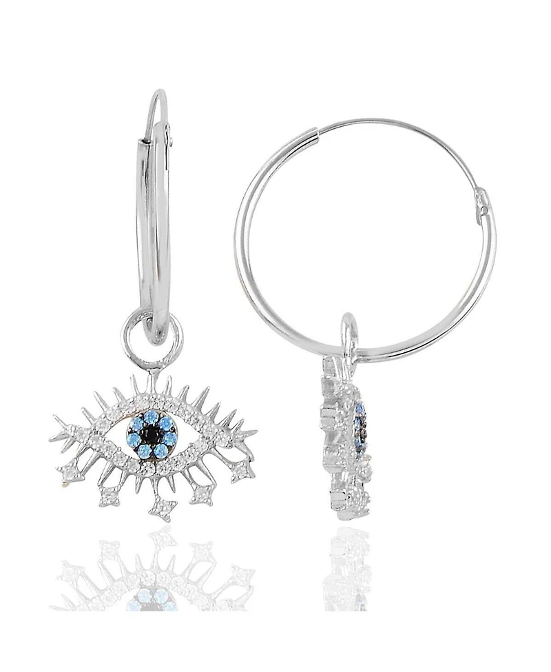 Spero London Evil Eye Earring Blue Eye Eyelash Sterling Silver Earring