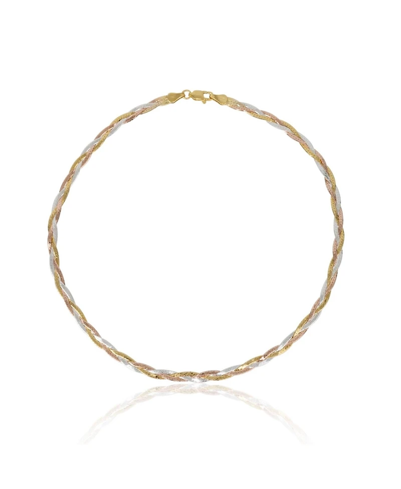 Spero London Gold Rose Gold and Silver Spiral Sterling Silver Flat Necklace