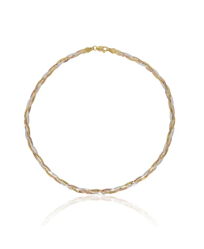 Spero London Gold Rose Gold and Silver Spiral Sterling Silver Flat Necklace