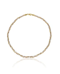 Spero London Gold Rose Gold and Silver Spiral Sterling Silver Flat Necklace