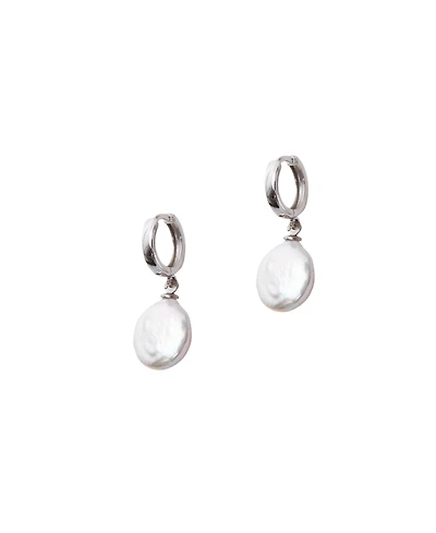 Spero London Treated Freshwater Cultured Baroque Pearl Hoop Earrings