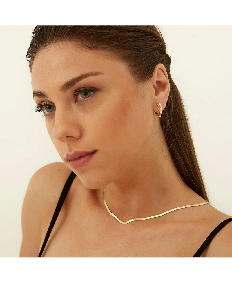 Spero London Bold Herringbone Sterling Silver Flat Snake Chain Necklace