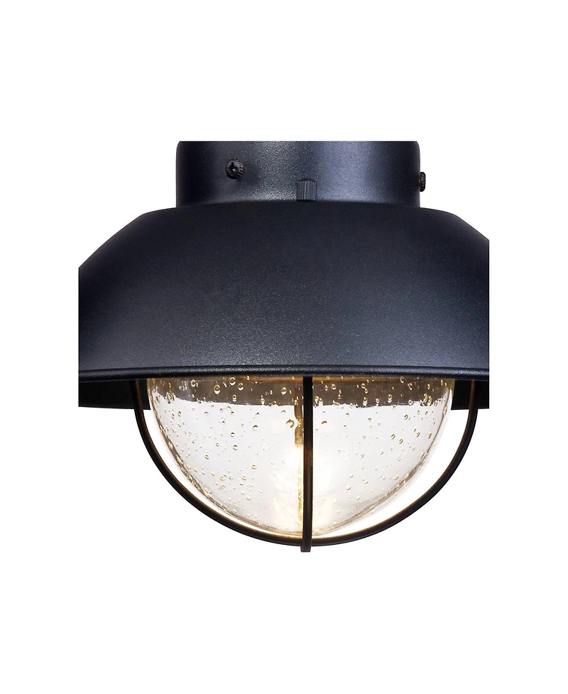John Timberland Industrial Outdoor Wall Light Fixtures Set of 2 Black Metal Led 8" Seedy Glass for Exterior Barn Deck House Porch