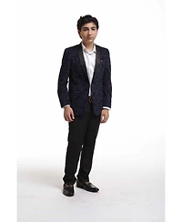 Elie Balleh Toddler Navy Slim Fit Floral Sports Coat