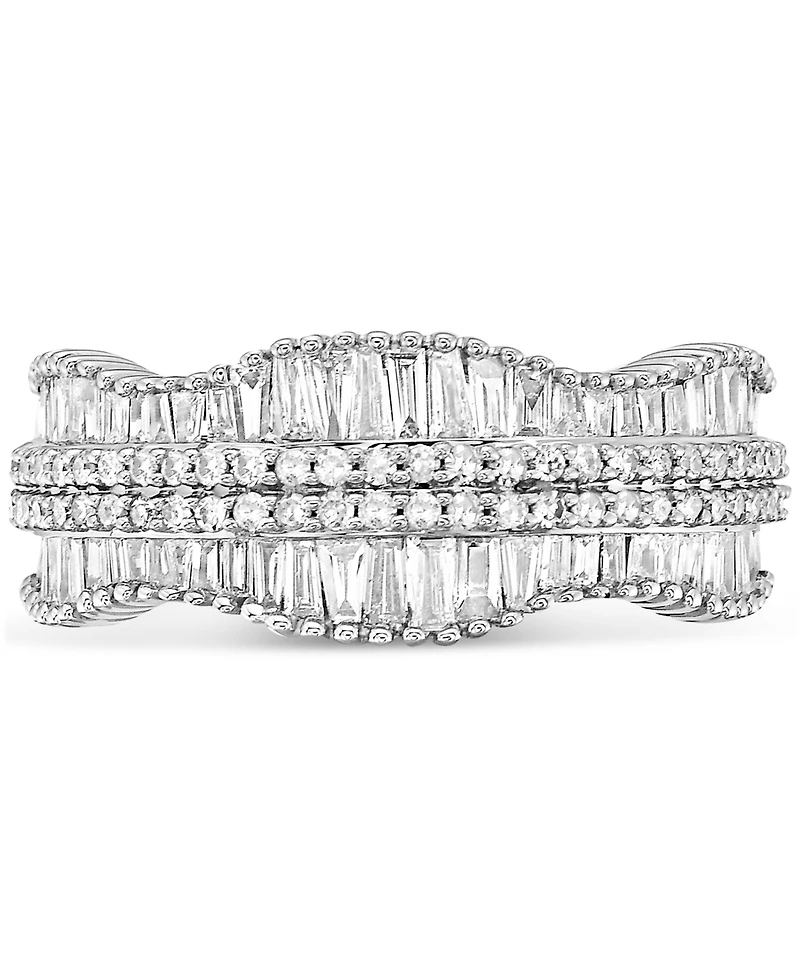 Diamond Round & Baguette Ring (1 ct. t.w.) in 10k White Gold