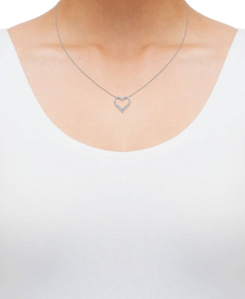 Diamond Heart 18" Pendant Necklace (3/4 ct. t.w.) in 10k White Gold