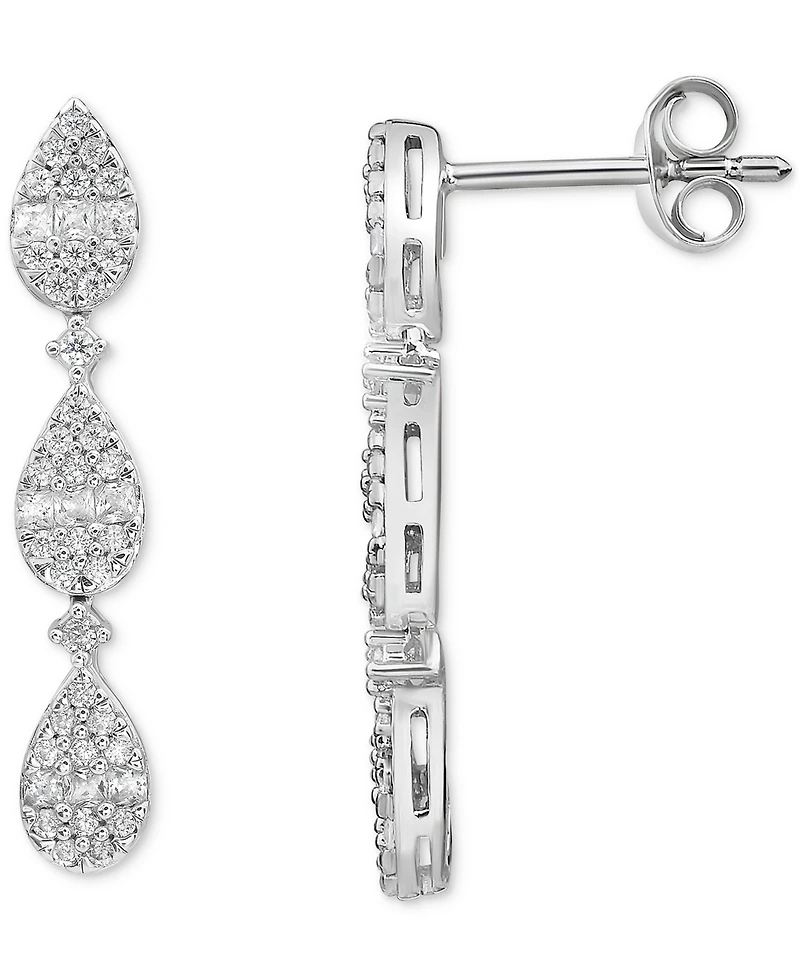 Diamond Tiered Earrings (1/2 ct. t.w.) in 10k White Gold