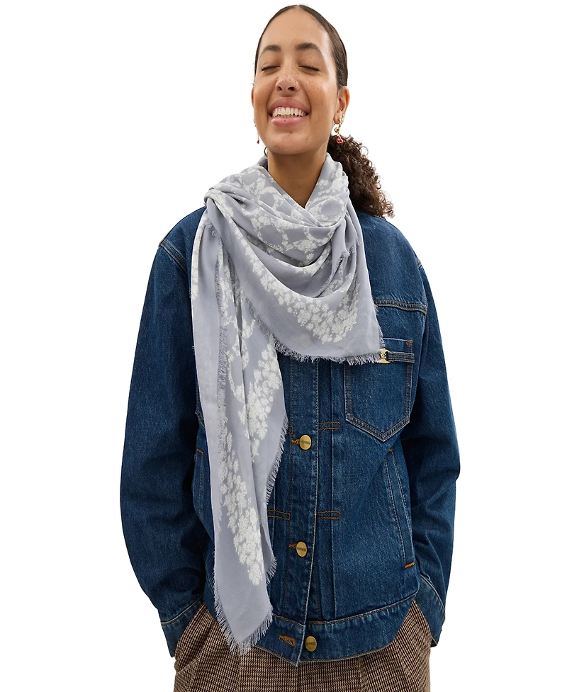 Coach Women's Signature Rose Meadow Print Oversized Square Scarf